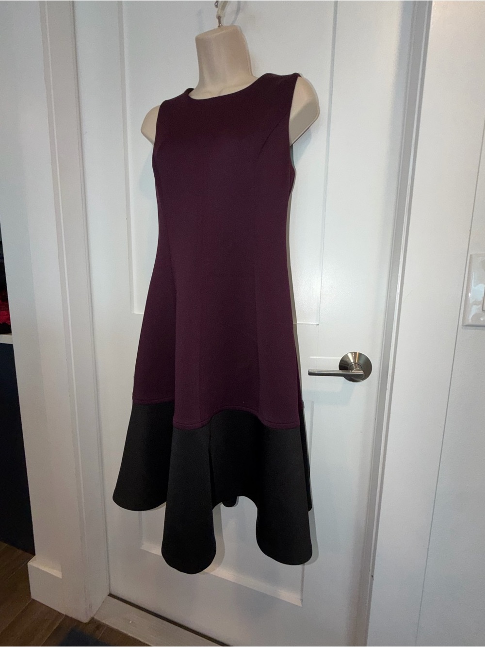 Calvin Klein High Low Dress in Purple & Black Size 8